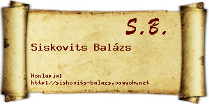 Siskovits Balázs névjegykártya