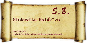 Siskovits Balázs névjegykártya